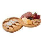 5-PIECE SWIVEL TOP BAMBOO CHEESE BOARD SET - Bamboo