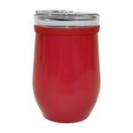8 Oz. Glass And Stainless Steel Wine Tumbler - Red