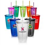 Buy Custom Printed Double Wall Acrylic Tumbler with Straw 16 Oz