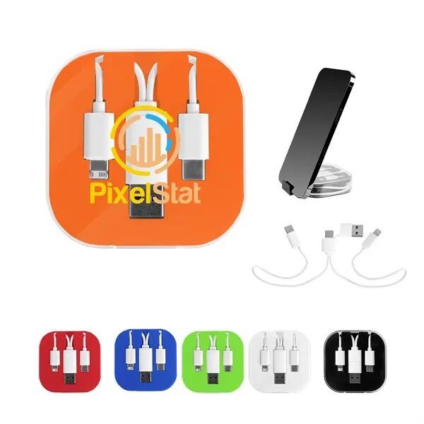 Main Product Image for Custom Logo 3-In-1 Charging Cable With Phone Stand 2.0