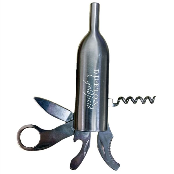 Main Product Image for Laser Engraved Wine Bottle Shaped Multi-Tool Opener