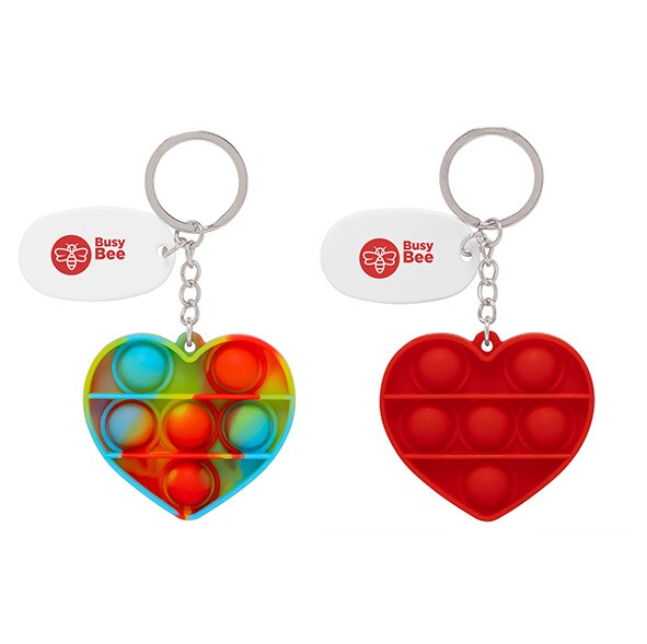 Main Product Image for Custom Logo Push Pop Bubble Heart Fidget Sensory Keychain