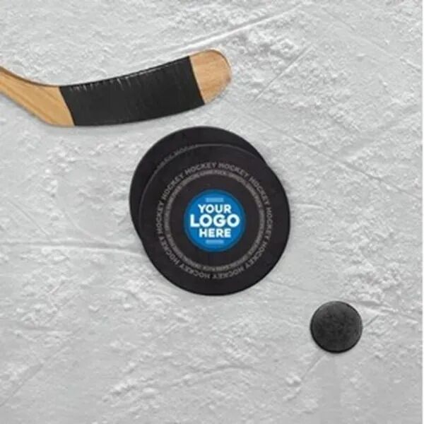 Main Product Image for Custom Printed Hockey Puck Theme Coasters