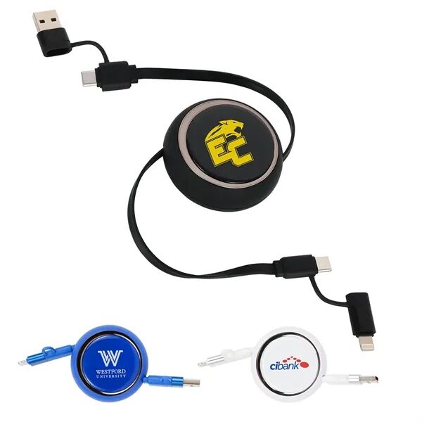 Main Product Image for Custom Logo Mach 4-in-1 100W PD Retractable Charging Cable 39 Ft