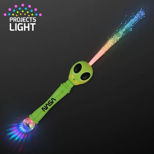 Main Product Image for Custom Logo Light Up Alien Wand, Swishy Fiber Optics