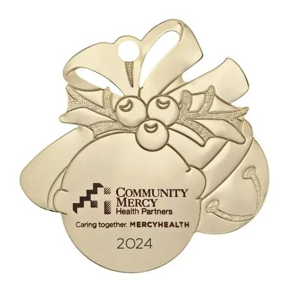 Main Product Image for Custom Printed Gold Jingle Bell Shaped Ornament