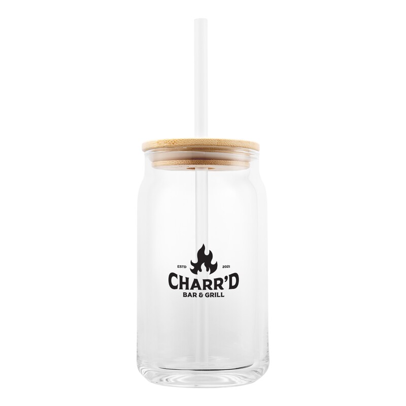 Main Product Image for Custom Printed Soda Lime Glass Can With Bamboo Lid