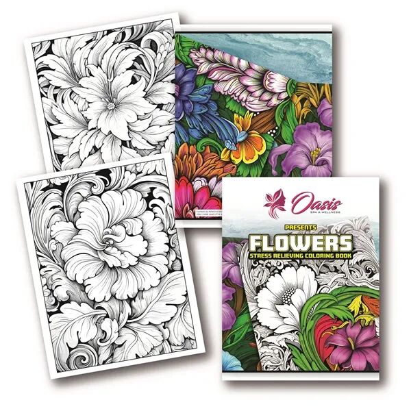 Main Product Image for Custom Printed Flowers Stress Relieving Coloring Book