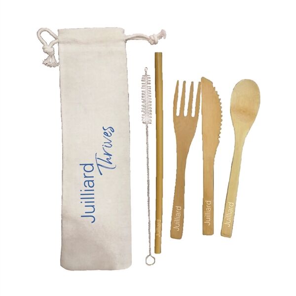 Main Product Image for Custom Printed Bamboo Cutlery Set with Canvas Pouch