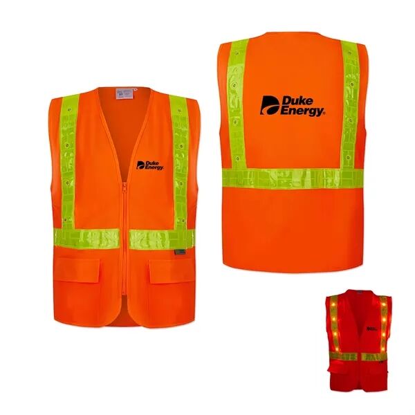 Main Product Image for Branded Class 2 LED Light Compliant w/ Reflexite PVC Safety Vest