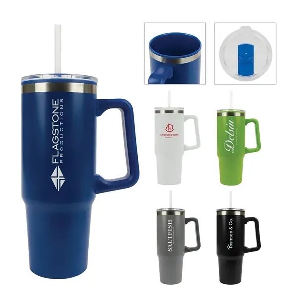 Main Product Image for Custom Logo Rhea Steel/ 100% Recycled PP Liner Travel Mug 30 oz