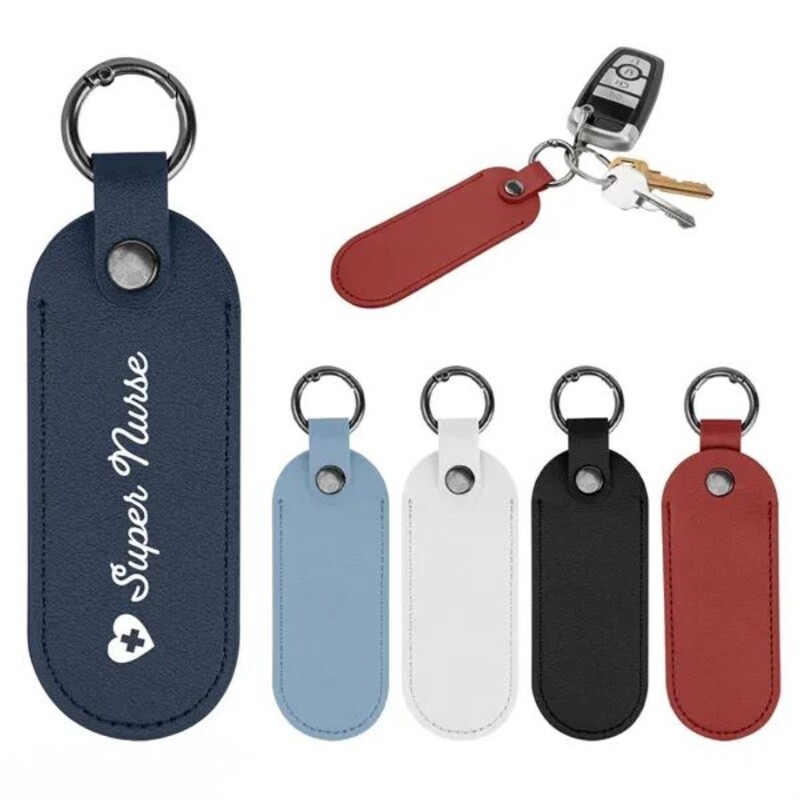Main Product Image for Custom Printed Bates Leatherette Key Tag With Carabiner