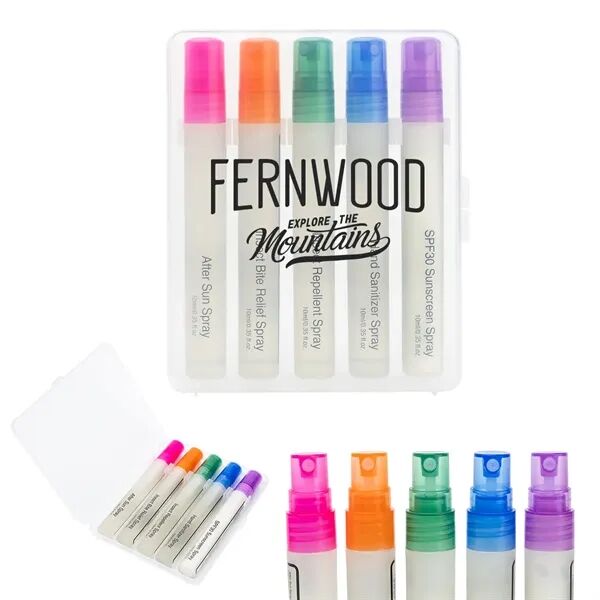 Main Product Image for Custom Printed 5-Piece Outdoor Essentials Spray Bottle Set