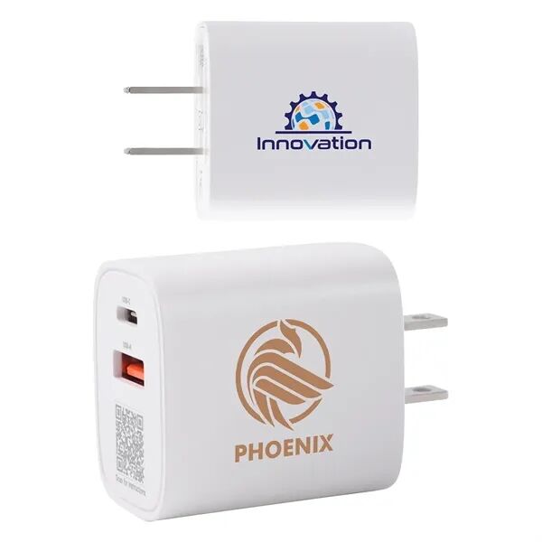 Main Product Image for Branded Channel 20W 2- Port PD Wall Charger with Dual Outputs