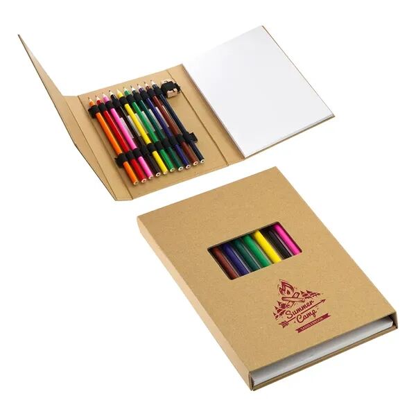 Main Product Image for Custom Logo Artisan Sketch Pad With 10-Piece Colored Pencil Set