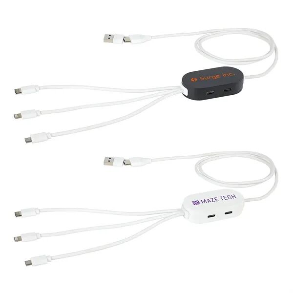 Main Product Image for Custom Logo Triumph 3-in-1 Charging Cable with 4-Port USB Hub