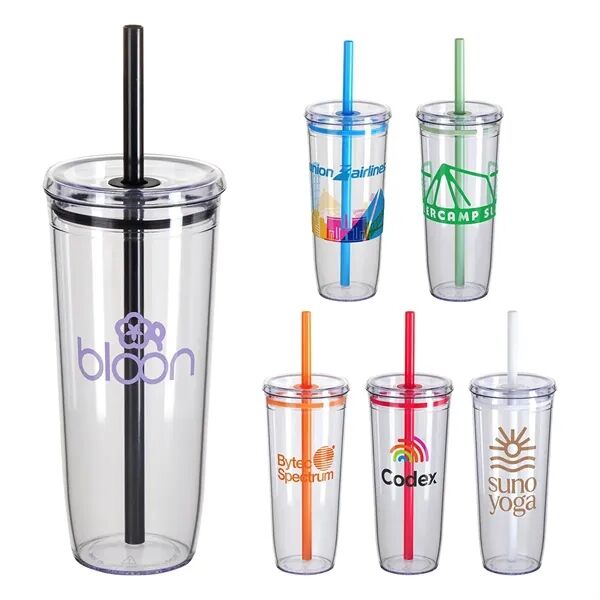 Main Product Image for Custom Logo Norris Recycled Acrylic Straw Tumbler 20 Oz