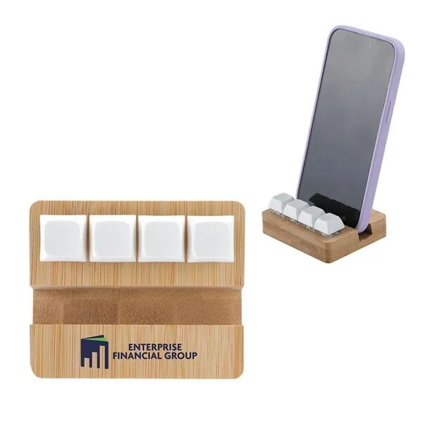 Main Product Image for Custom Logo Bamboo Phone Stand with Stress Reliever Keyboard