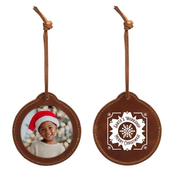 Main Product Image for Custom Printed Leather Photo Ornament