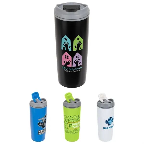 Main Product Image for Branded Olympia Stainless/Polypropylene Tumbler w/ Flip Lid