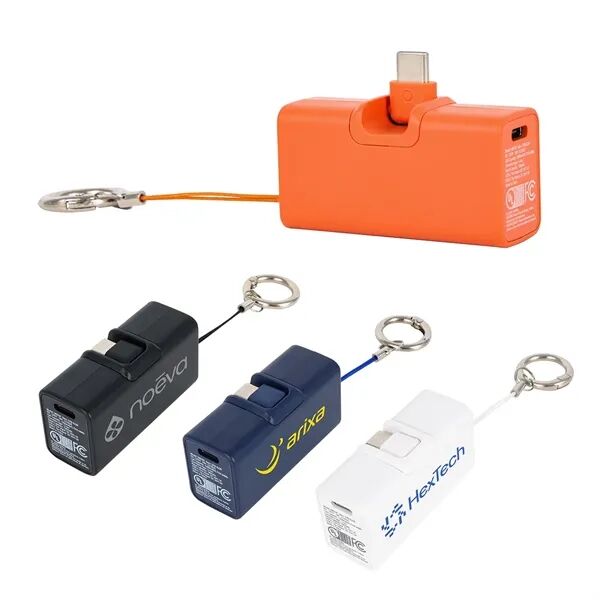 Main Product Image for Branded Bijou 1200mAh Power Bank with USB-C Tip & Keyring