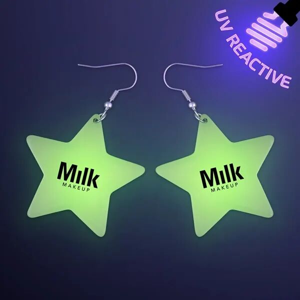 Main Product Image for Custom Printed Neon Star Earrings, UV Reactive (1-PAIR)