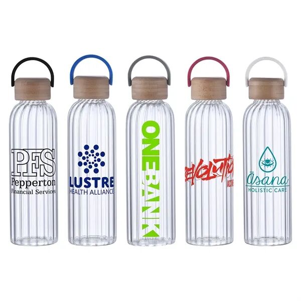 Main Product Image for Custom Logo Eos Glass Bottle w/ Bamboo Lid 21 oz