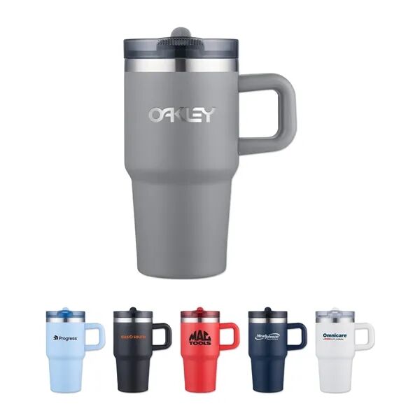 Main Product Image for Branded Vacuum Mug with Built In Straw Lid 20 Oz