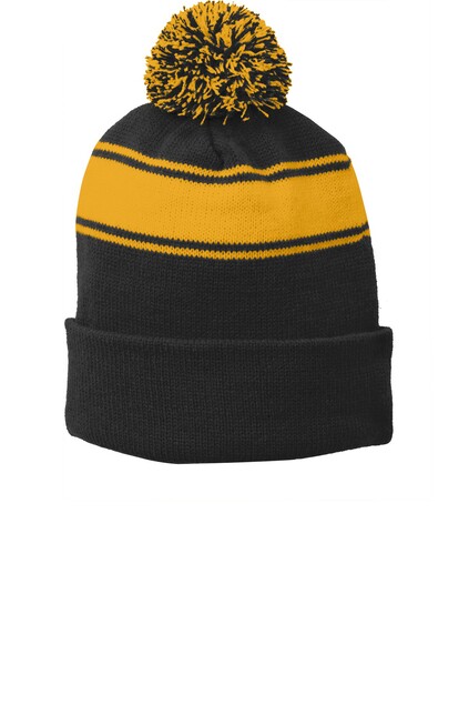 Main Product Image for Custom Printed Sport-Tek Stripe Pom Pom Beanie