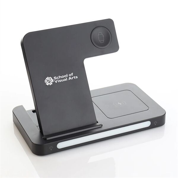 Main Product Image for Branded 3-in-1 Wireless Charging Station with Adjustable Light