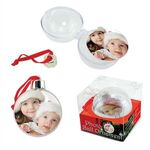 Ad Ornament w/ insert - Clear-red Ribbon