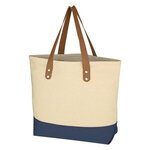 Alison Tote Bag - Natural with Blue