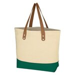 Alison Tote Bag - Natural With Forest Green