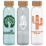 Buy Custom Printed Alpine Glass Bottle with Bamboo Lid 17 oz