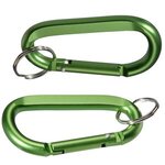 Aluminum Carabiner with Key Ring - Green