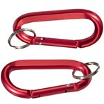 Aluminum Carabiner with Key Ring - Red