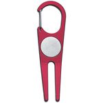 Aluminum Divot Tool With Ball Marker - Red