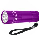 Aluminum LED Flashlight With Strap - Purple