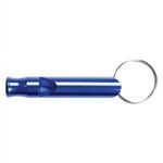 Aluminum Metal Whistle Key Chain - Blue