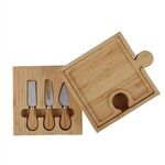 Bamboo 6-in1 Puzzle Cheese Board Set - Brown