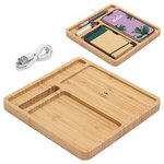 Bamboo Desk Organizer with 5W Wireless Charger -  
