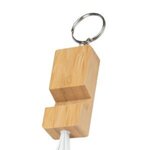 BAMBOO PHONE HOLDER KEYRING WITH CHARGING CABLES - Bamboo