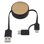 Bamboo Retractable 3-in-1 Charging Cable -  