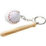 Baseball Bat and Ball Keychain -  