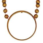 Basketball Shaped Mardi Gras Beadswith Inline Medallion - Orange