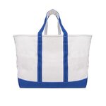 Below Deck Boat Tote Bag - Natural With Royal Blue