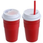 Bistro 14 oz Coffee Cup with Silicone Sleeve + Straw - Red