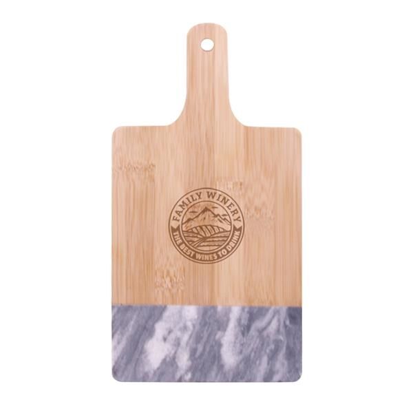 Main Product Image for Custom Printed Black Marble & Bamboo Cutting Board