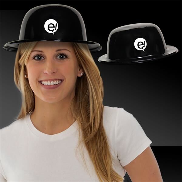 Main Product Image for Custom Printed Black Plastic Derby Hat