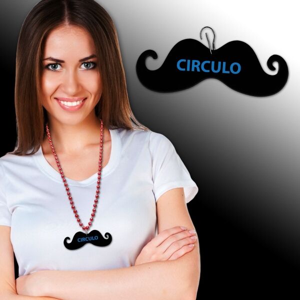 Main Product Image for Custom Printed Black Plastic Mustache Medallion